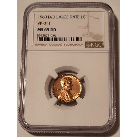 1960 D/D Lincoln Memorial Cent Large Date Rpm VP-011 MS65 RED NGC - Picture 1 of 4